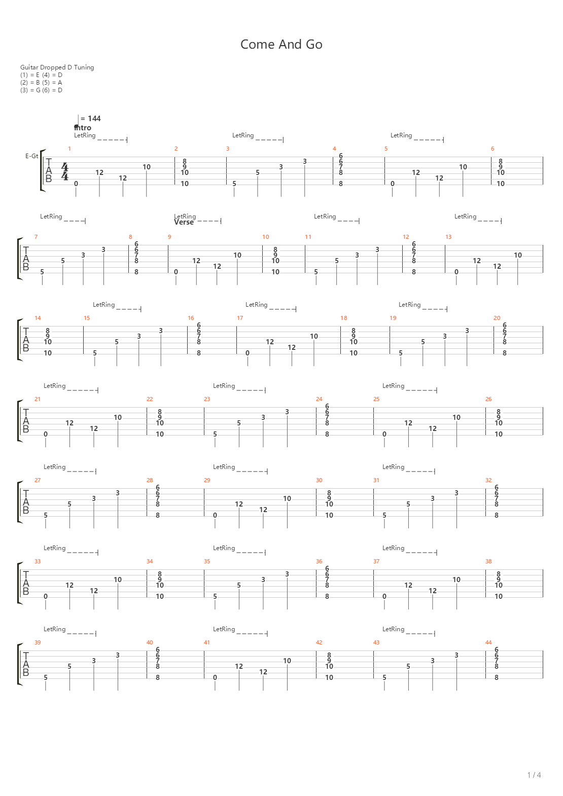 Come And Go吉他谱