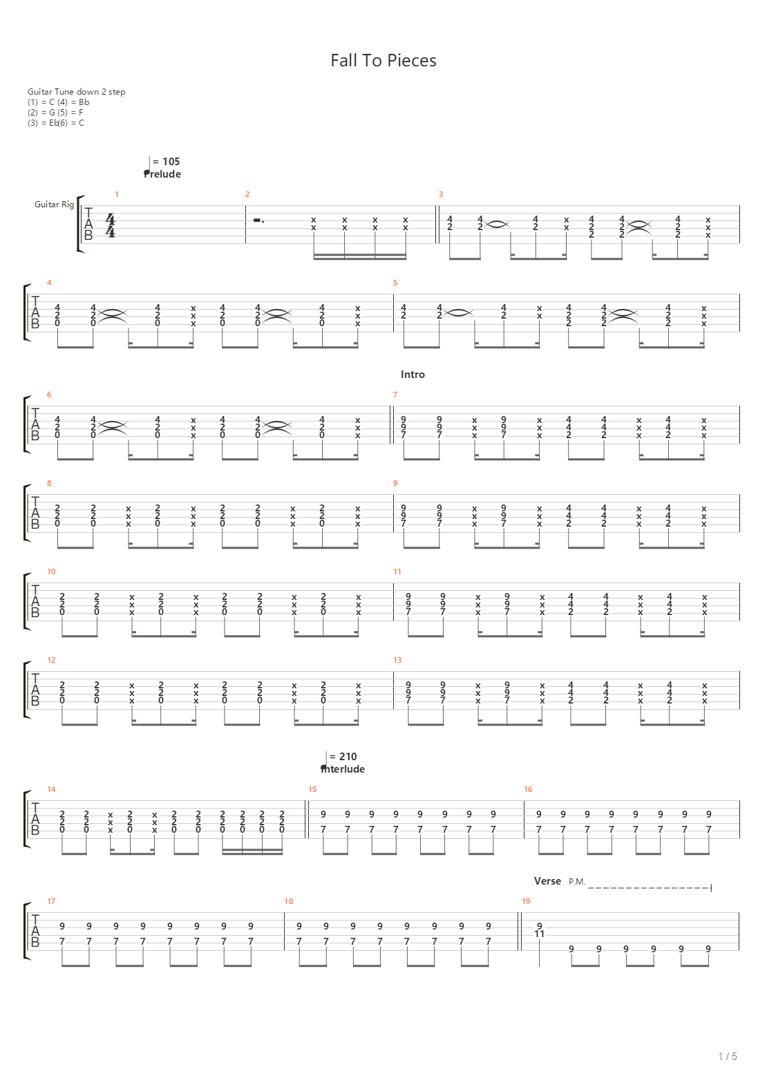 Fall To Pieces吉他谱