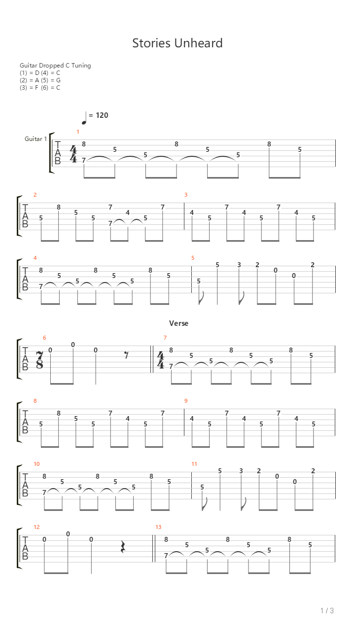 Stories Unheard吉他谱