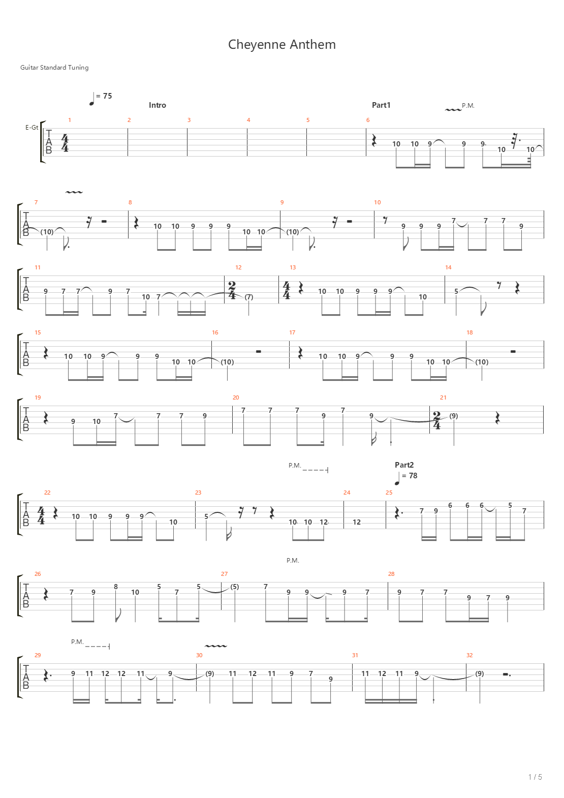 Cheyenne Anthem吉他谱