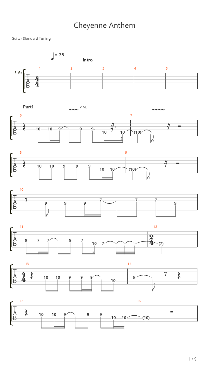 Cheyenne Anthem吉他谱