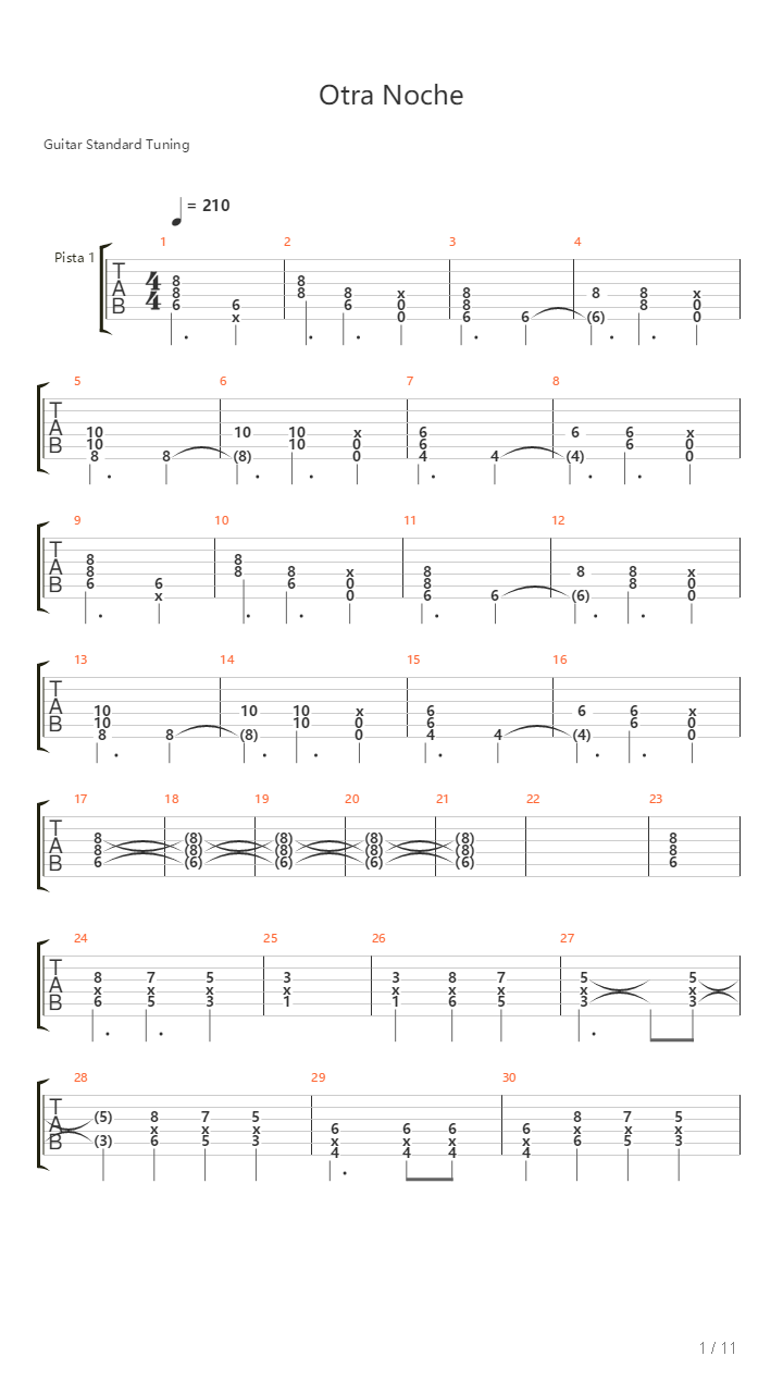 Otra Noche吉他谱