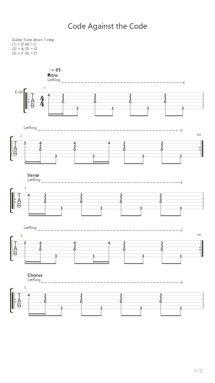 Code Against The Code吉他谱