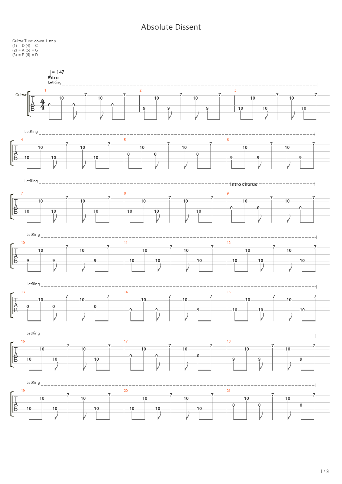 Absolute Dissent吉他谱