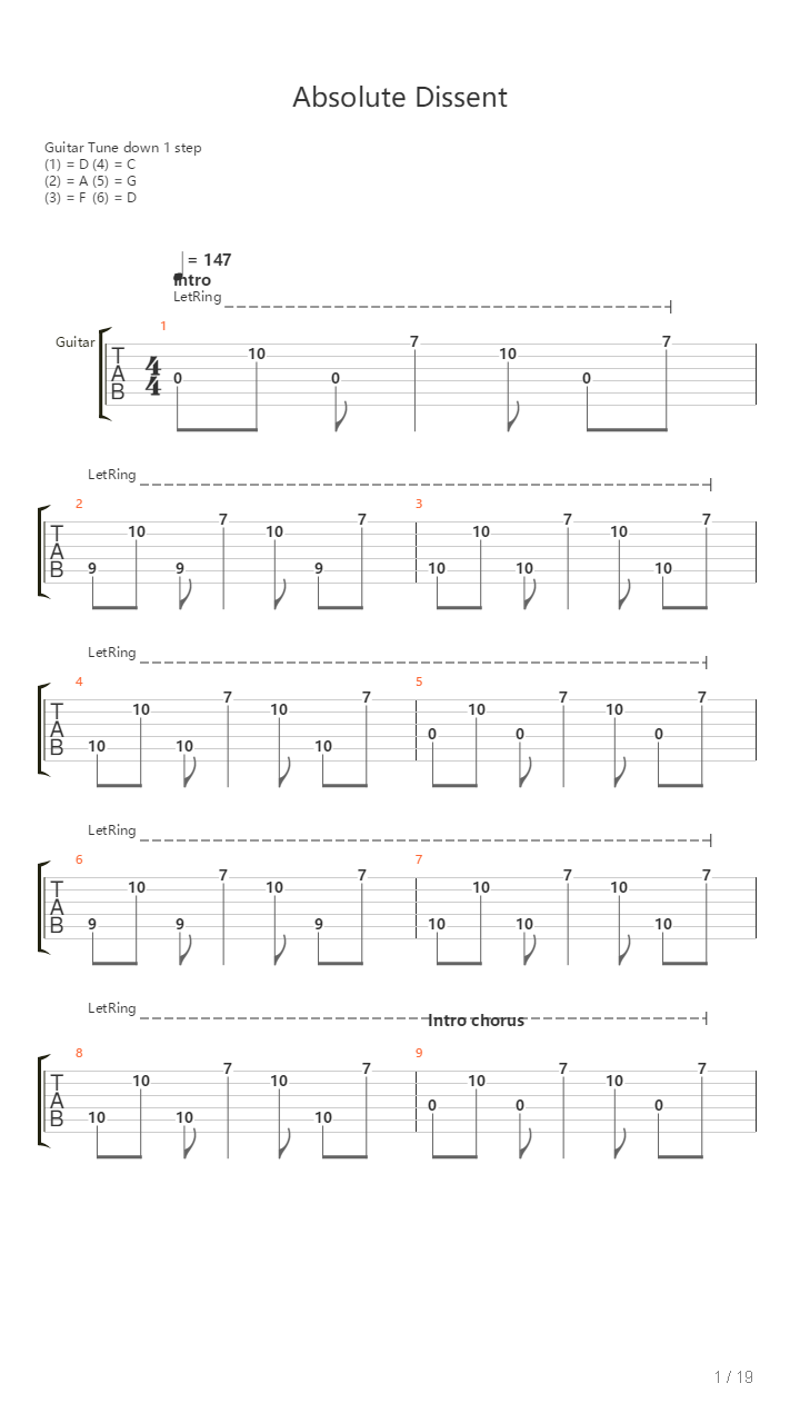 Absolute Dissent吉他谱