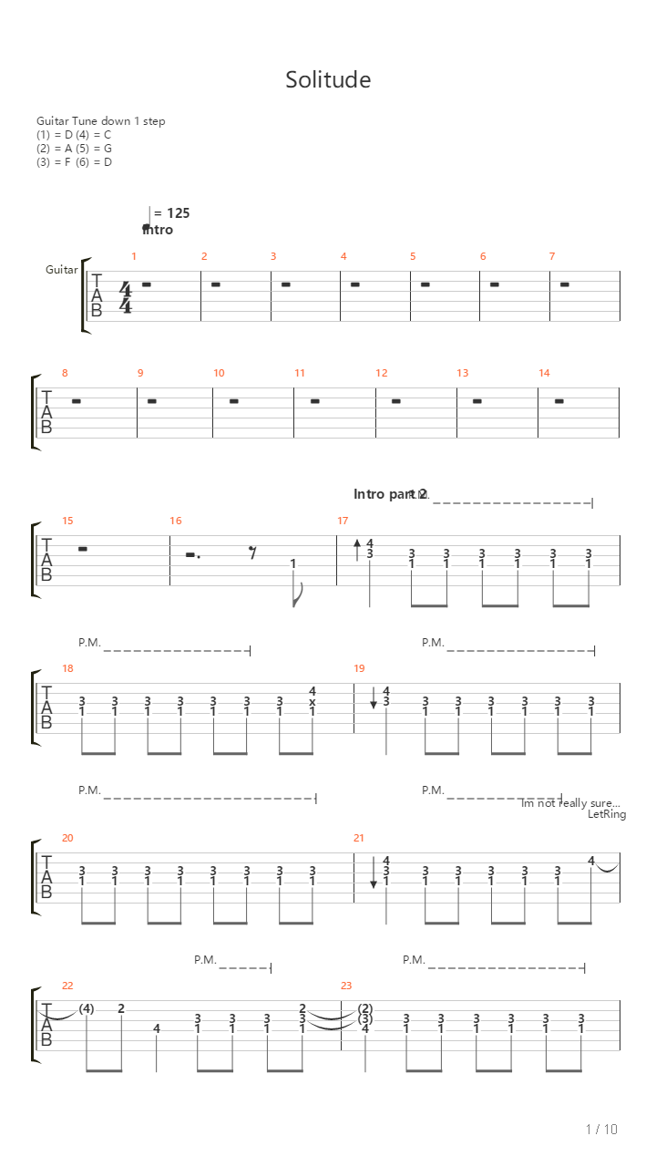 Solitude吉他谱