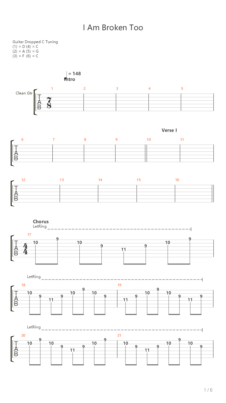 I Am Broken Too吉他谱