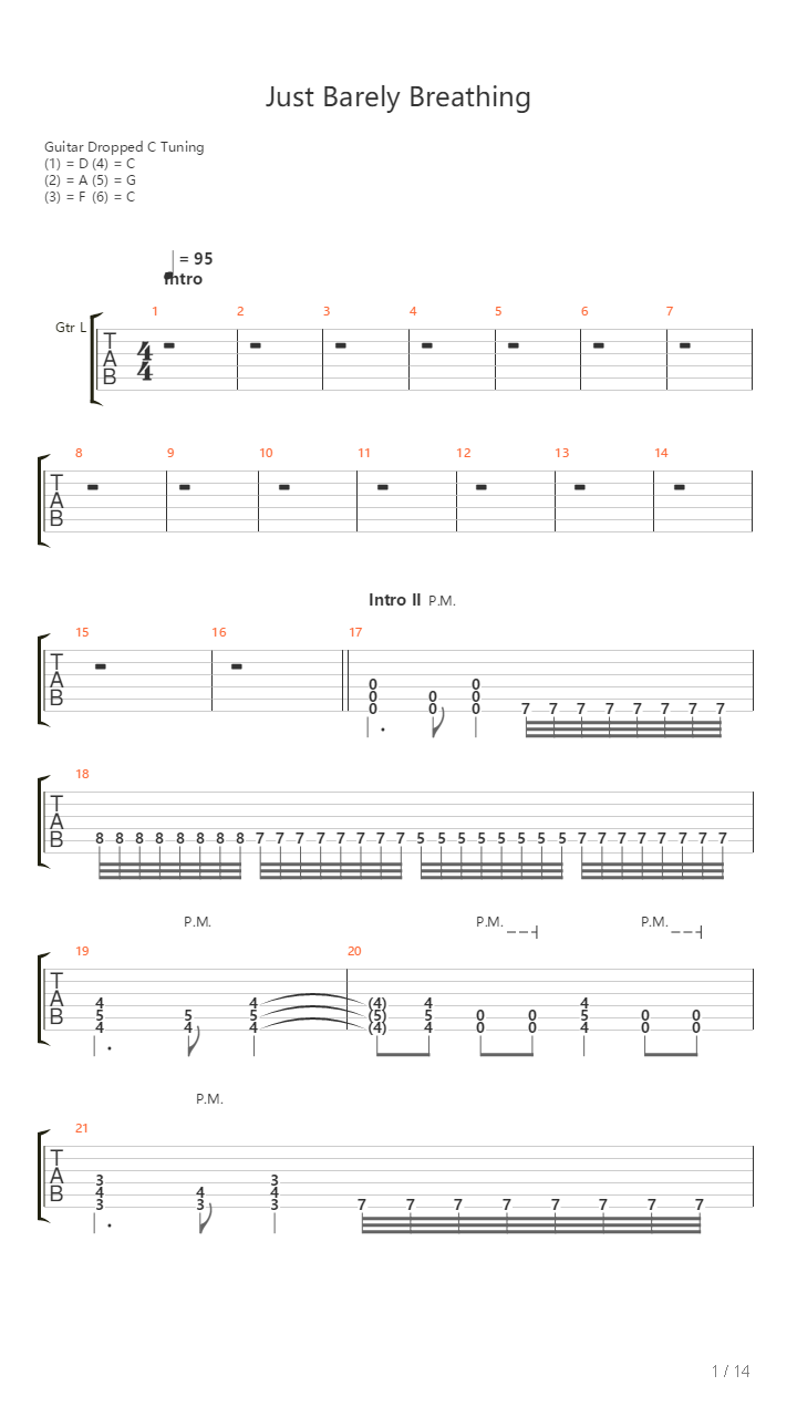 Just Barely Breathing吉他谱