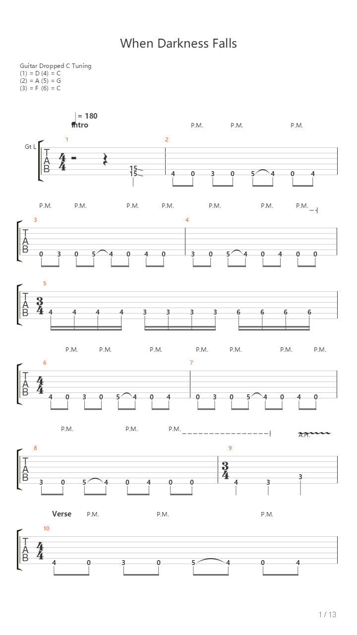 When Darkness Falls吉他谱
