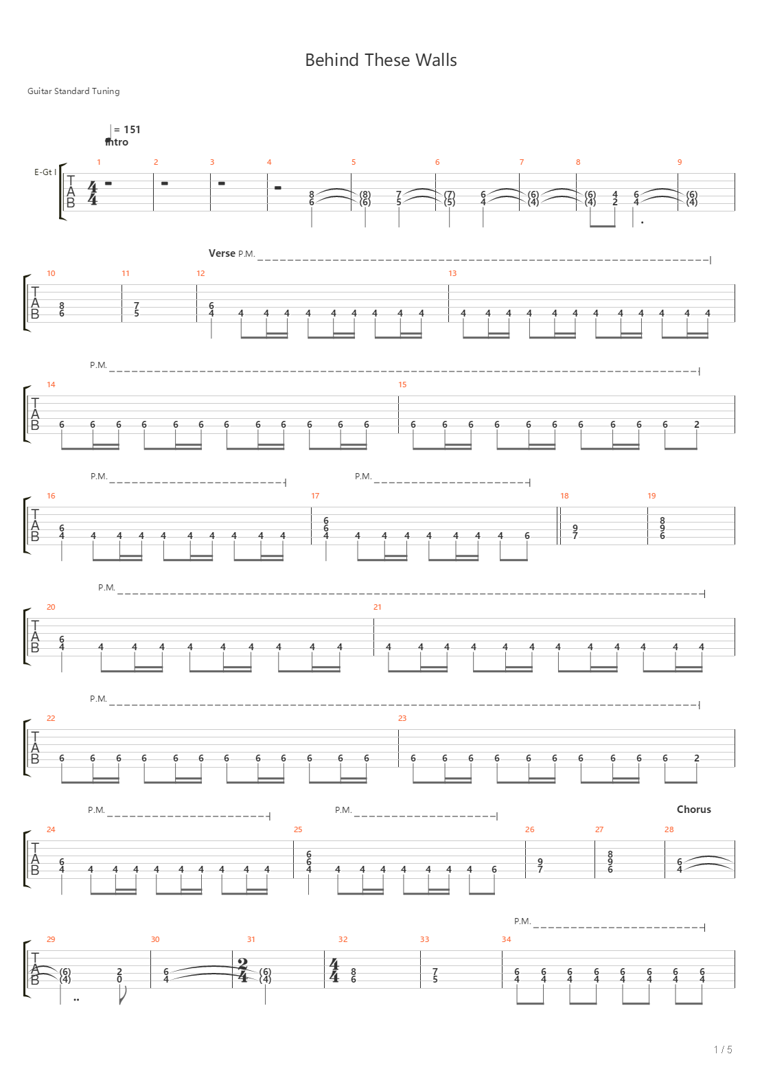 Behind These Walls吉他谱