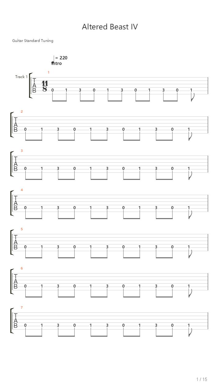 Altered Beast Iv吉他谱