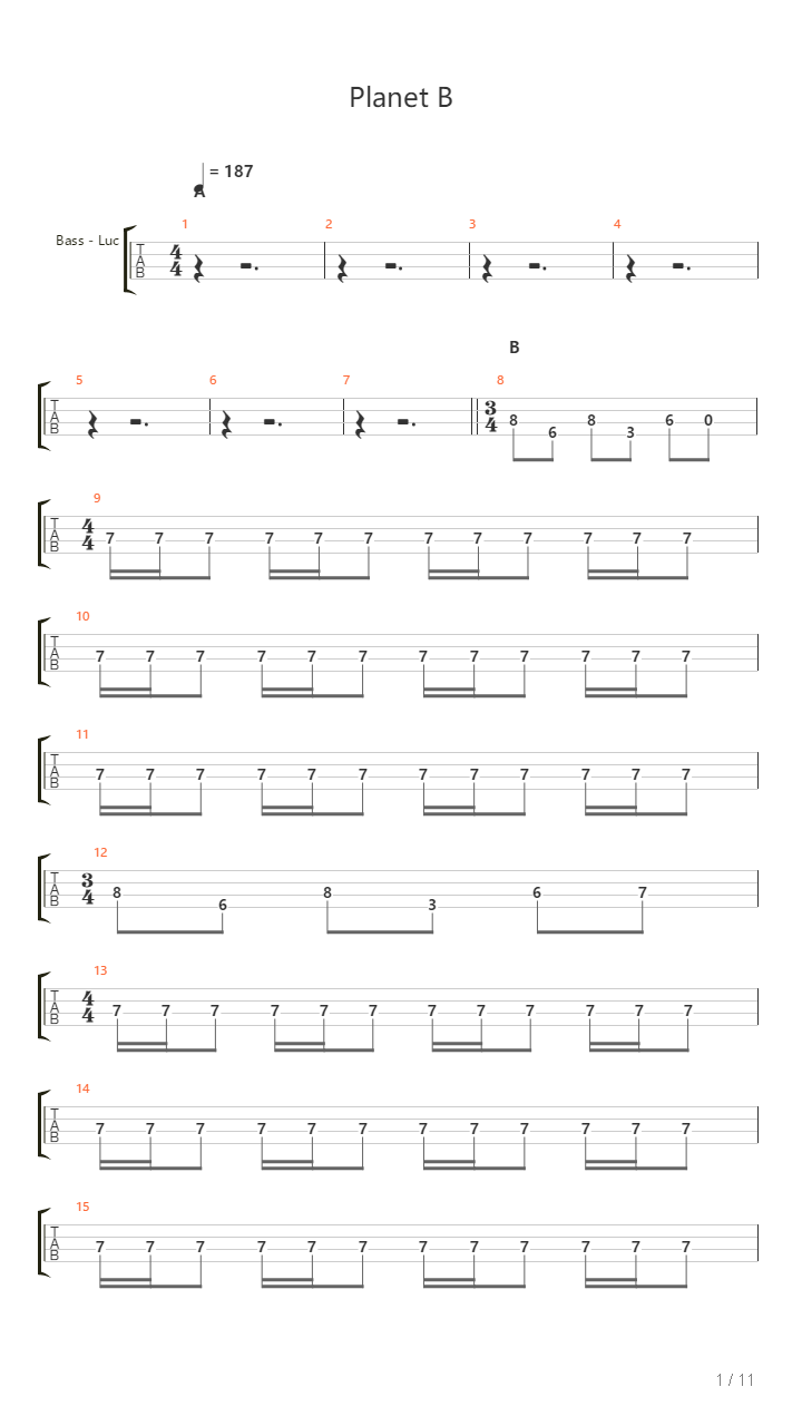 Planet B吉他谱