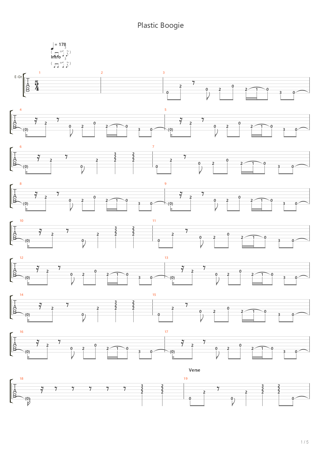 Plastic Boogie吉他谱