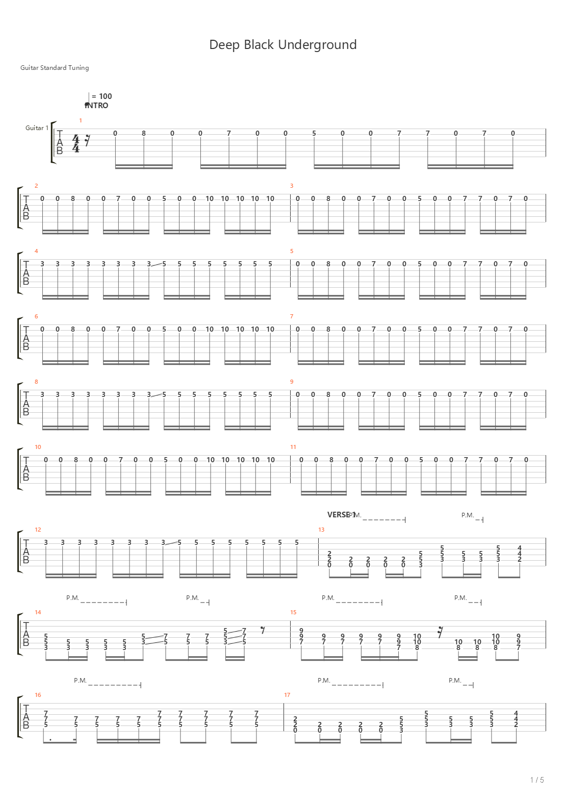 Deep Black Underground吉他谱