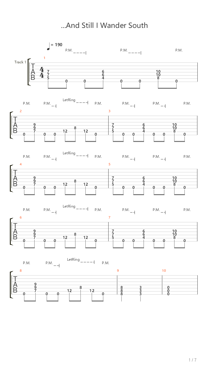 And Still I Wander South吉他谱