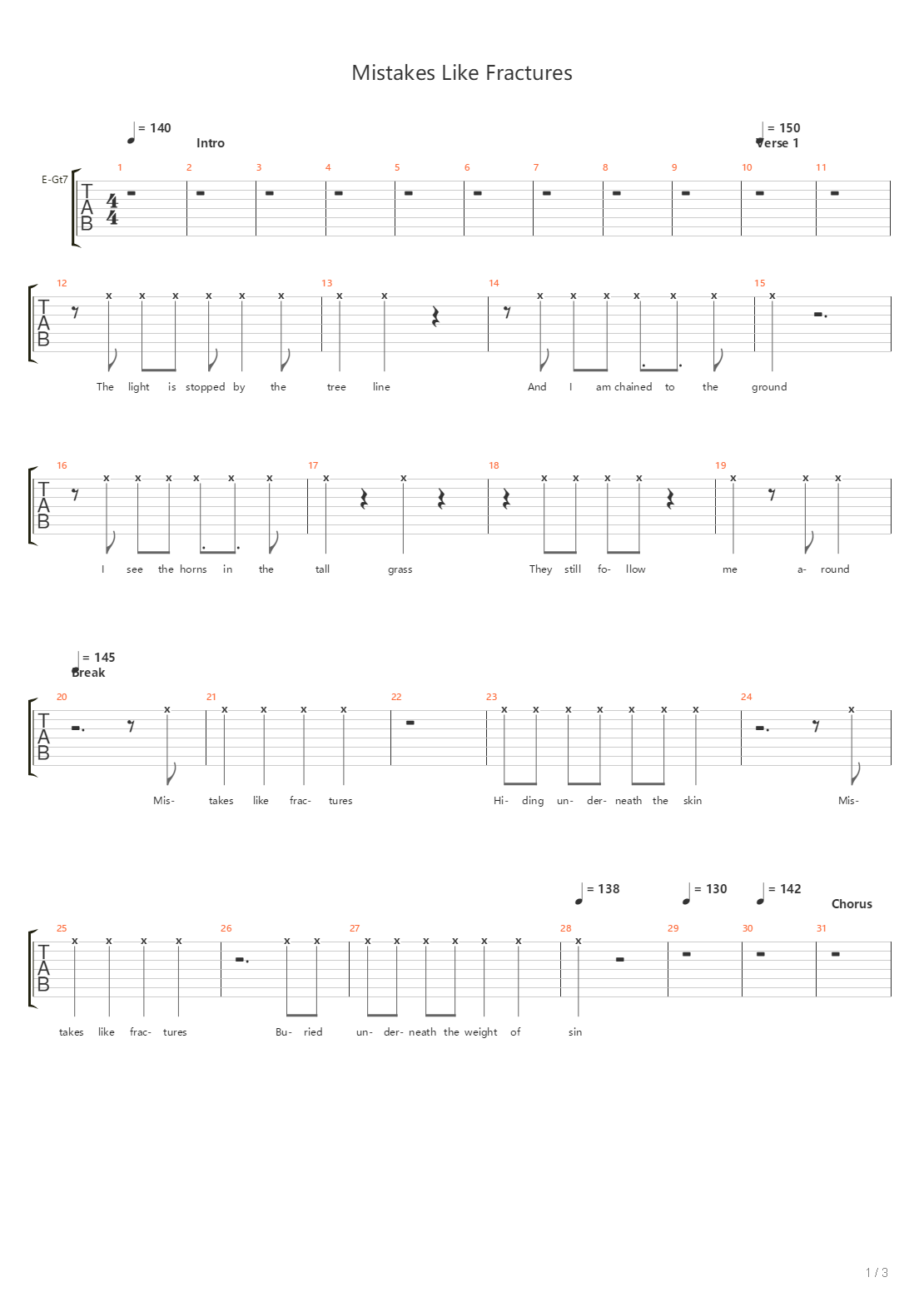 Mistakes Like Fractures吉他谱