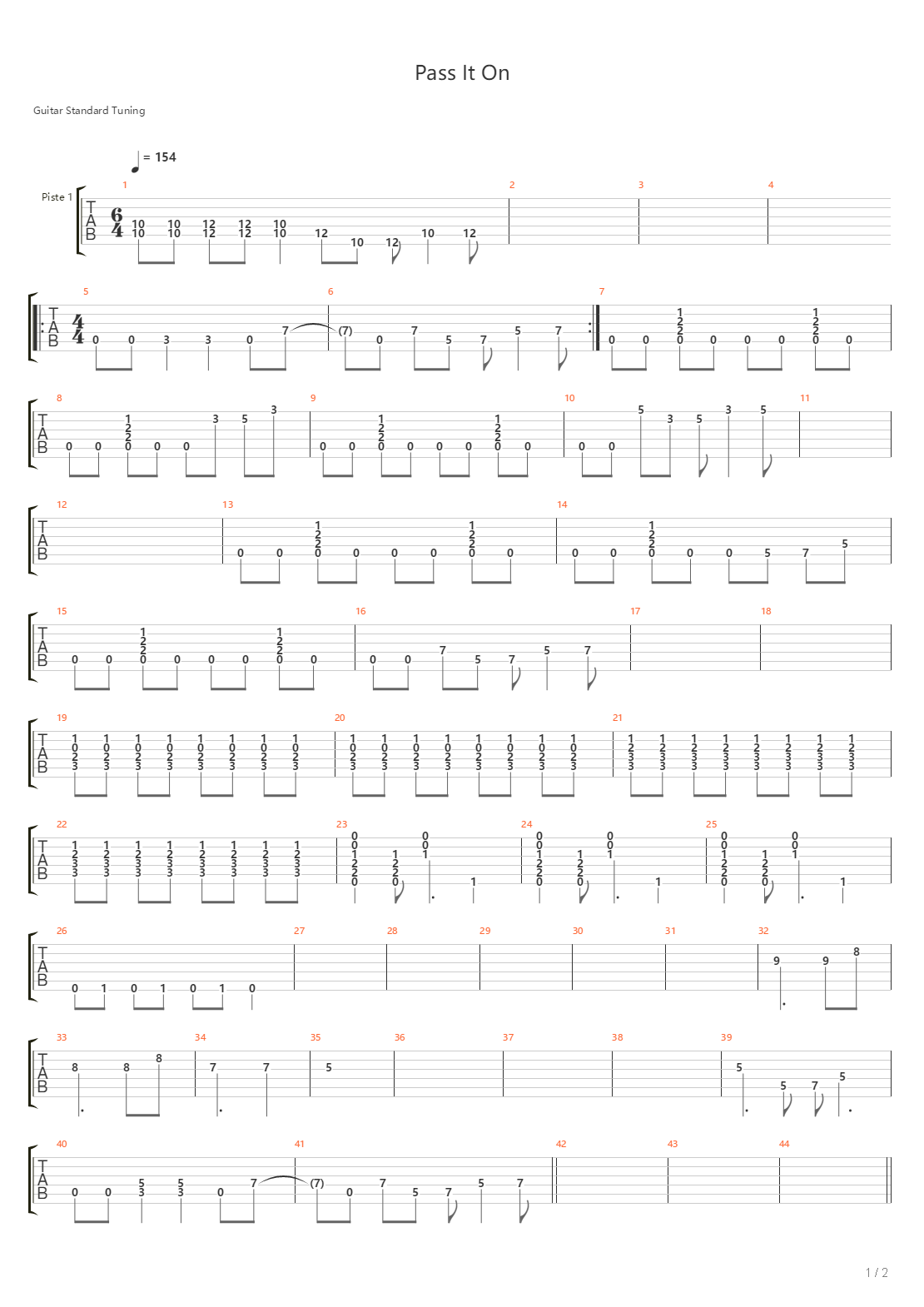 Pass It On吉他谱