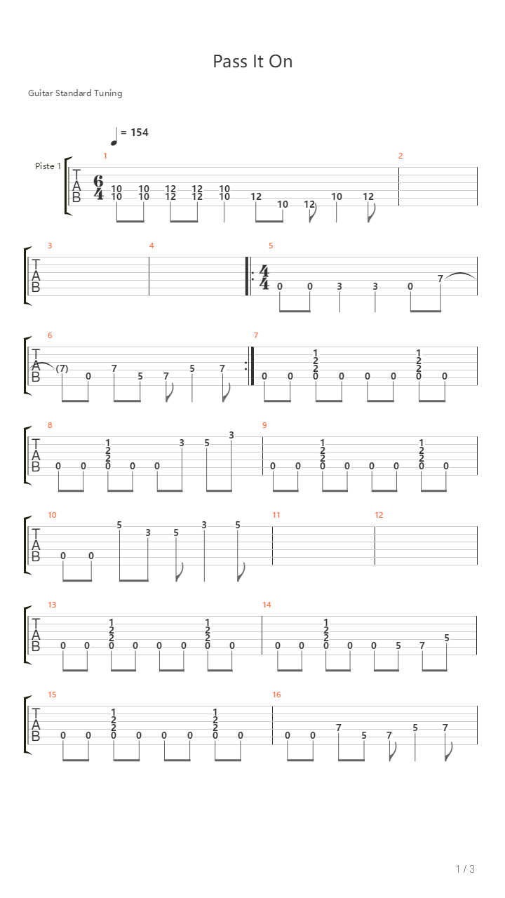 Pass It On吉他谱
