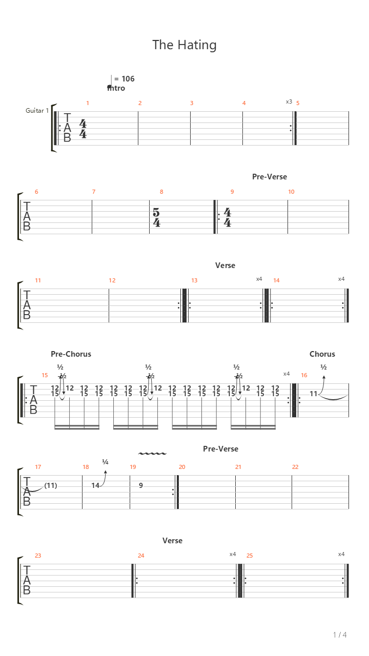 The Hating吉他谱