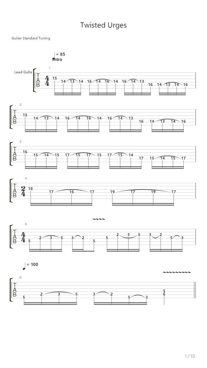 Twisted Urges吉他谱