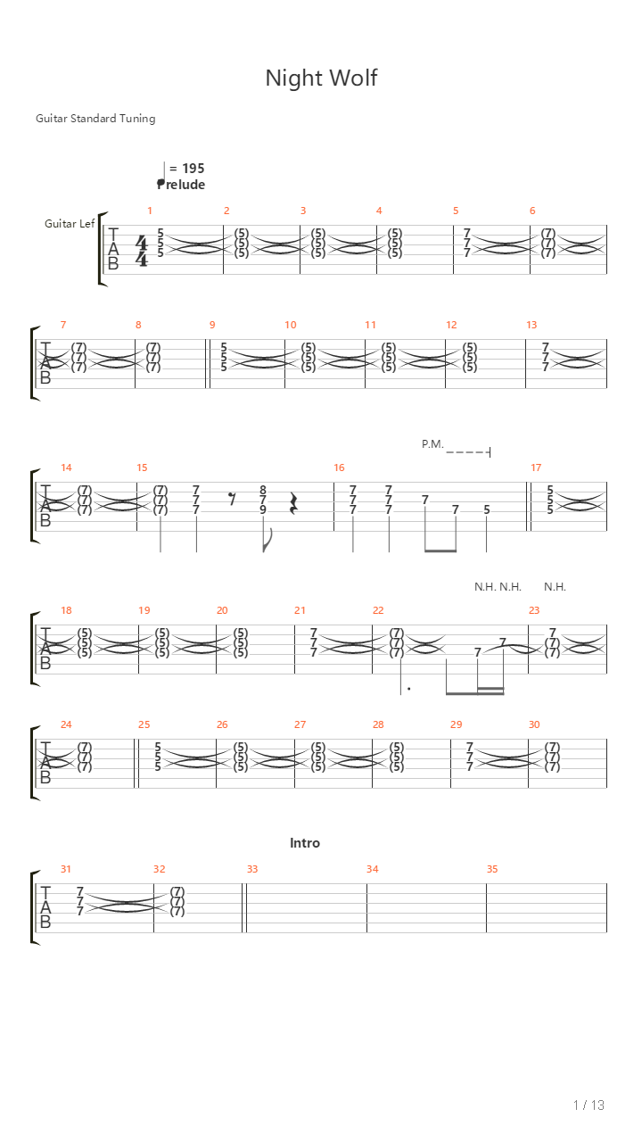 Night Wolf吉他谱