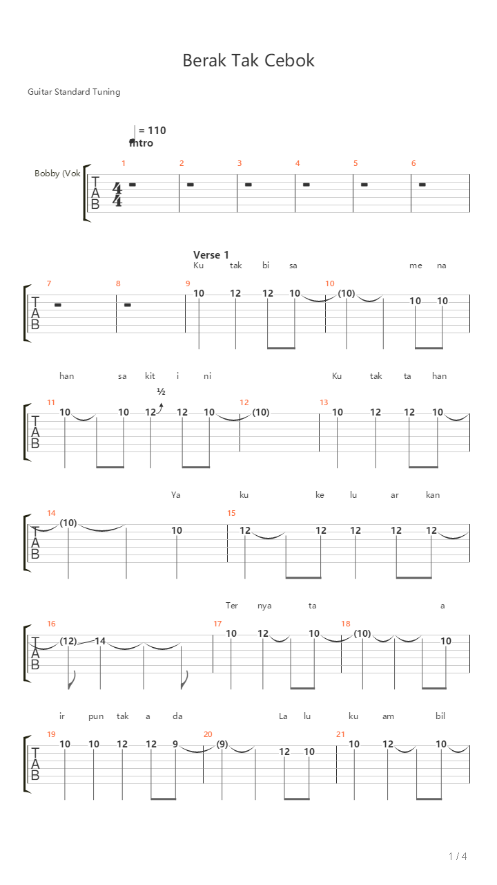 Berak Tak Cebok吉他谱