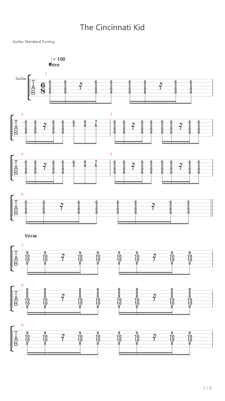 The Cincinnati Kid吉他谱