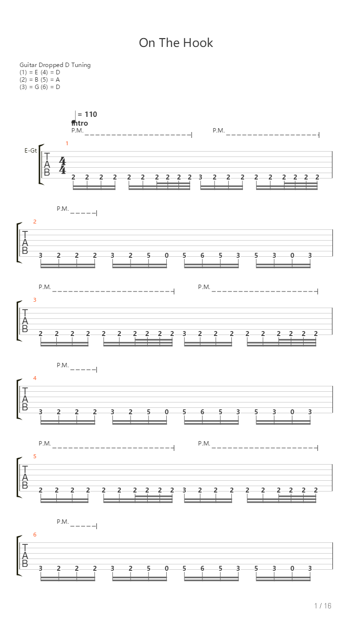 On The Hook吉他谱