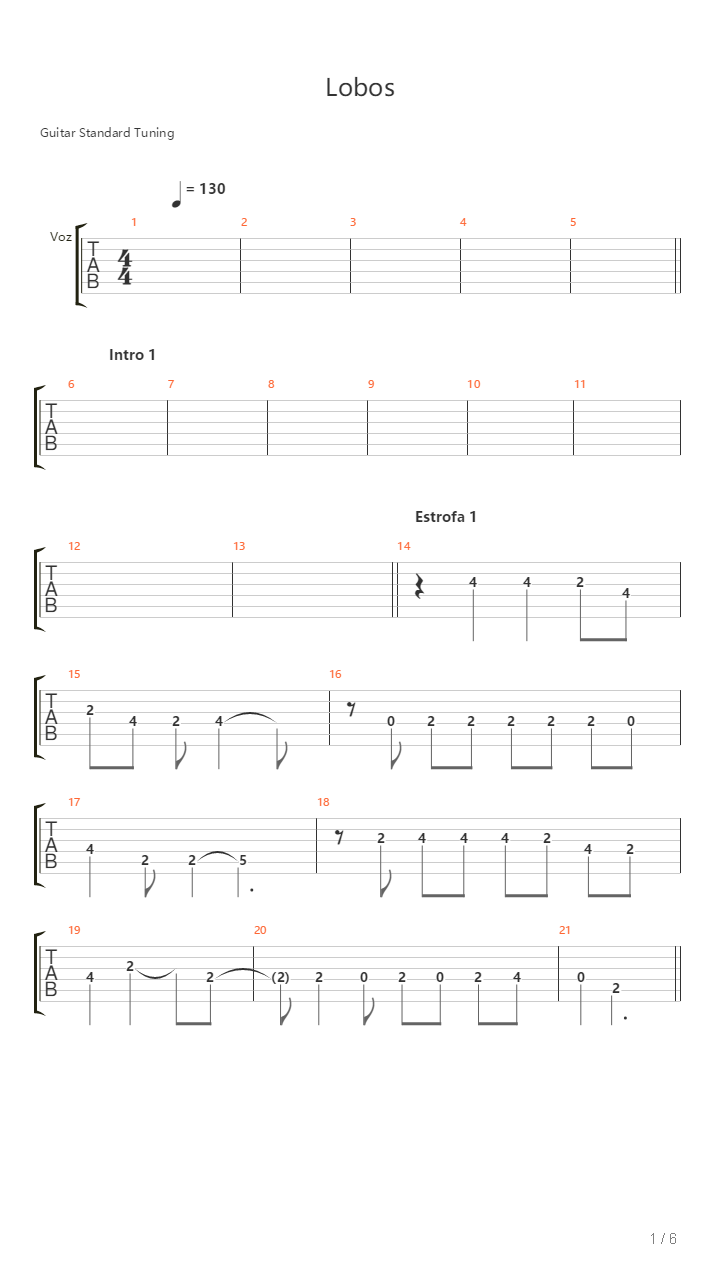 Lobos吉他谱