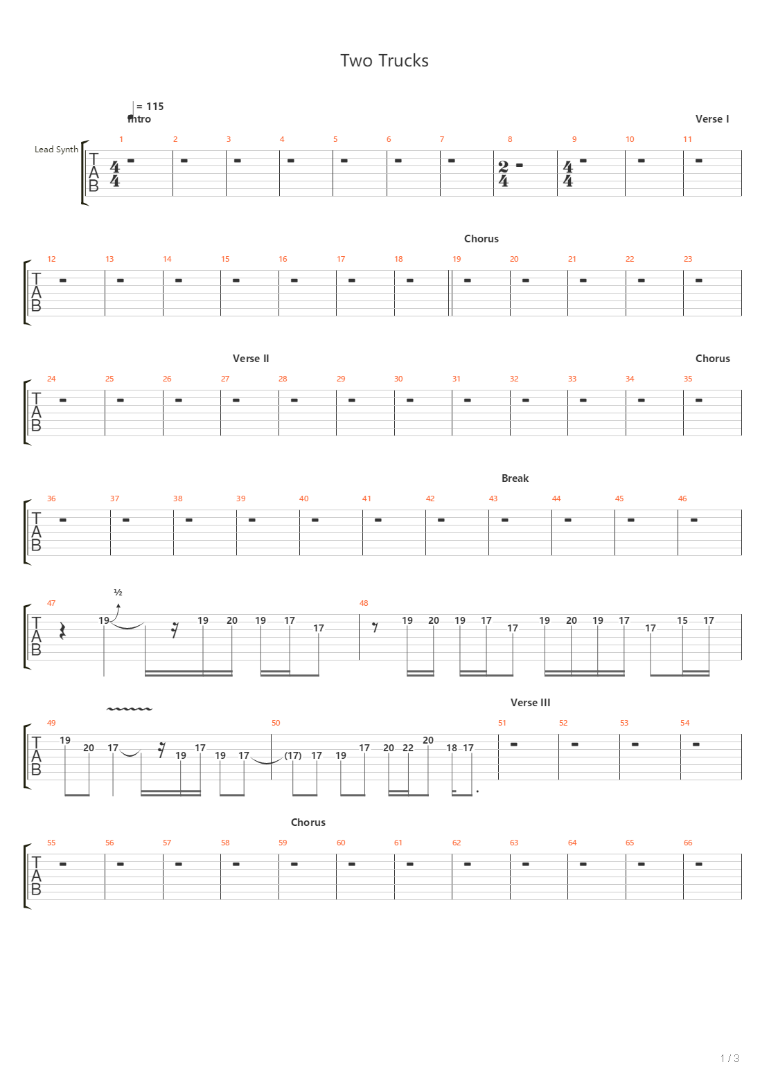 Two Trucks吉他谱