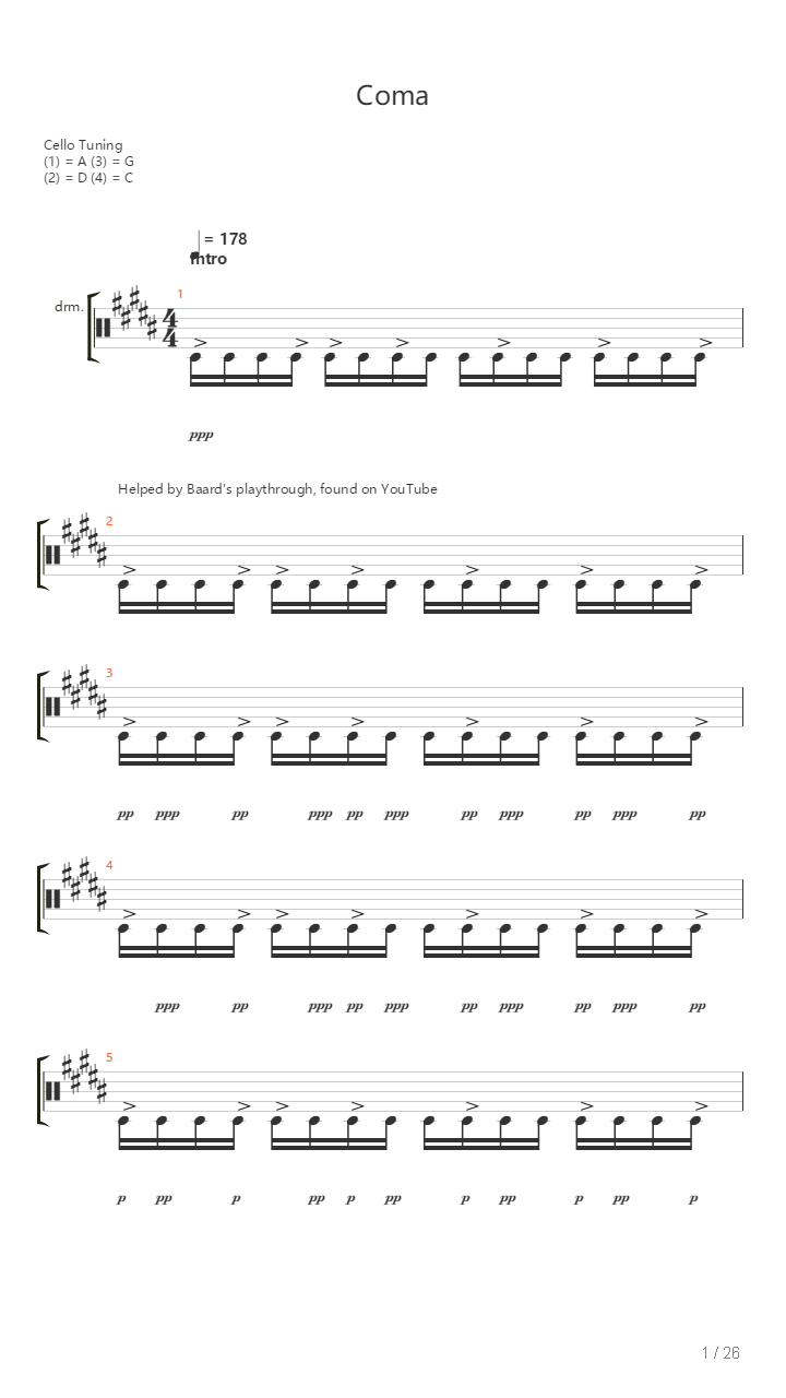 Coma吉他谱