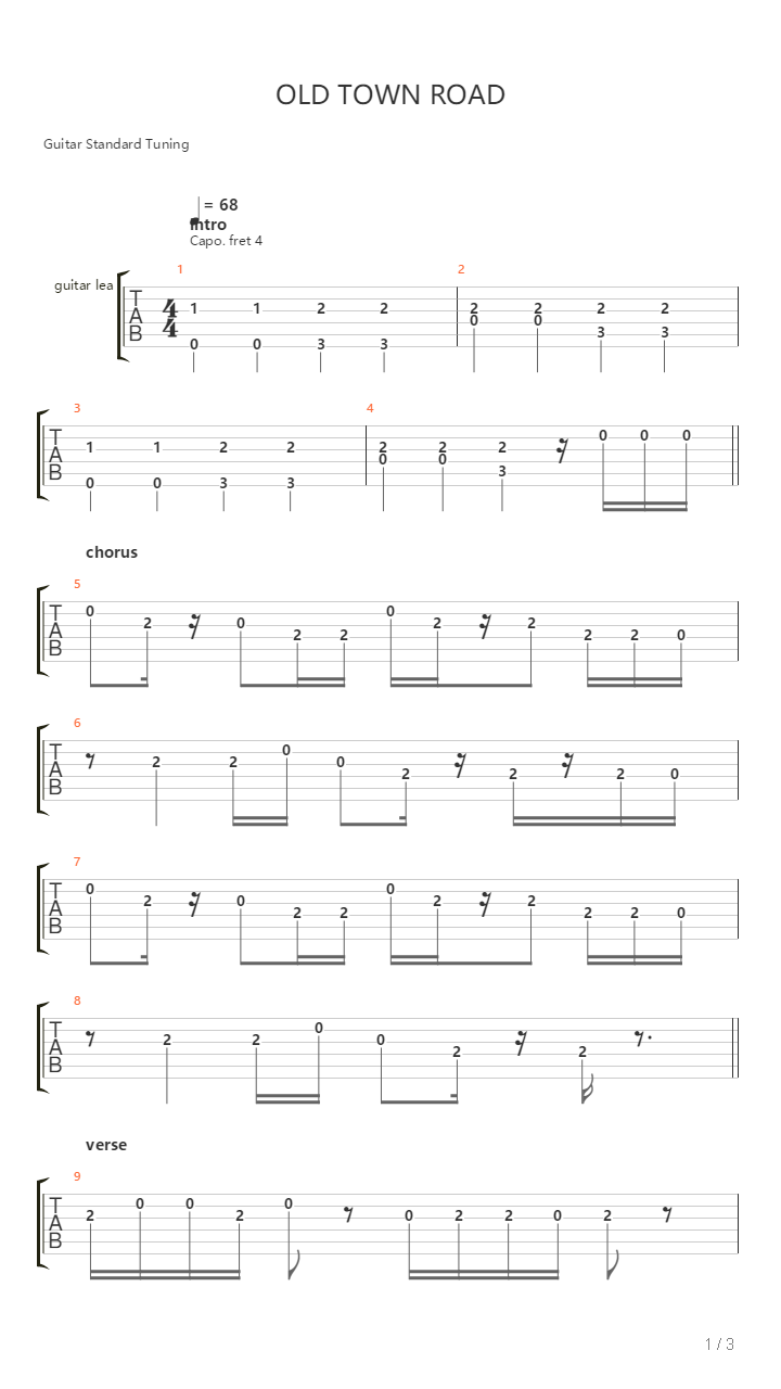 Old Town Road吉他谱