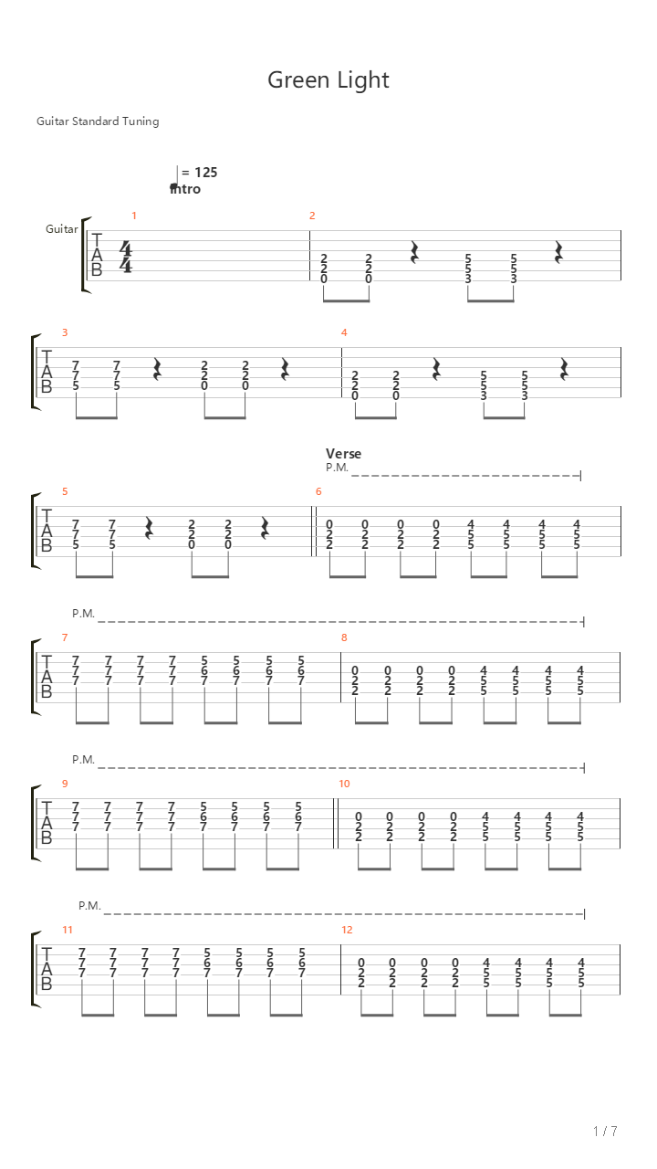 Green Light吉他谱