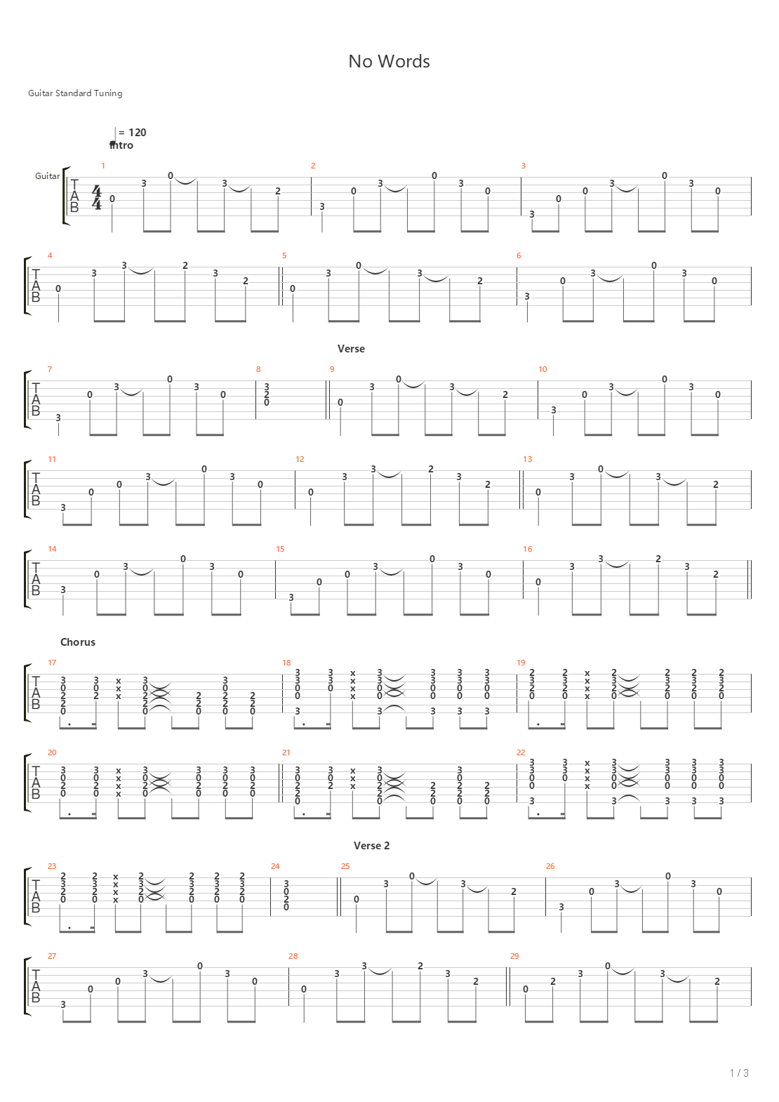 No Words吉他谱