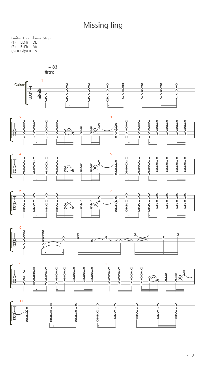 Missing Ling吉他谱