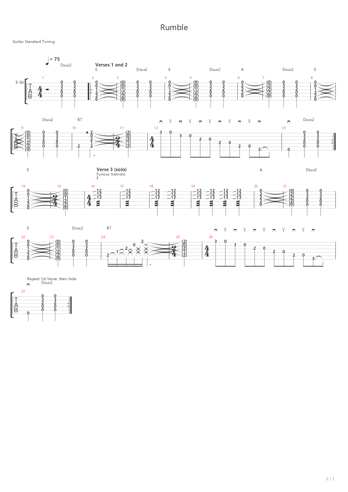 Rumble吉他谱
