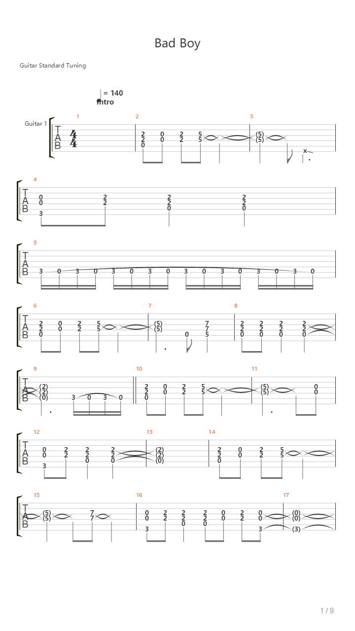 Bad Boy吉他谱