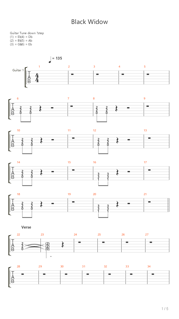 Black Widow吉他谱