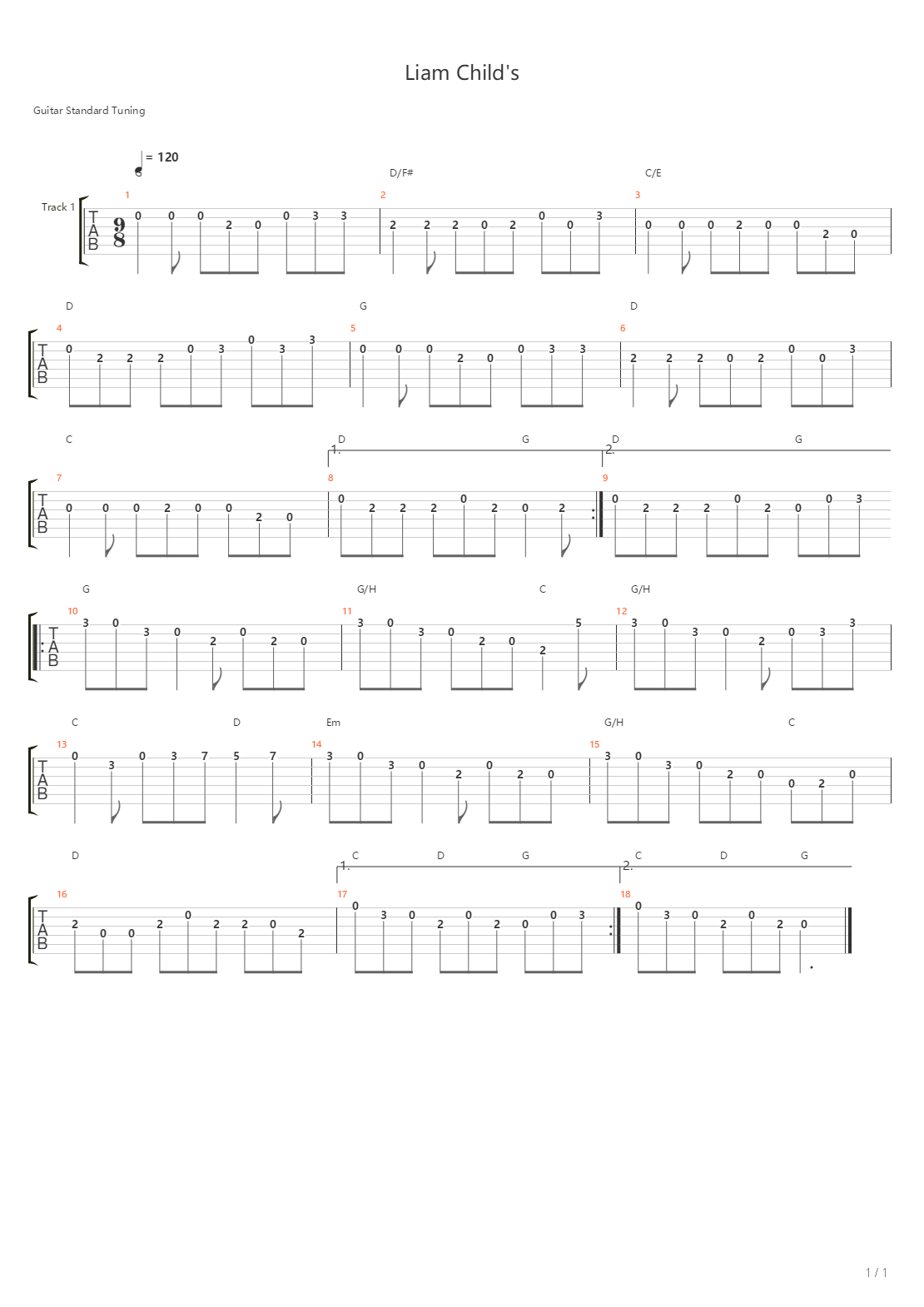 Liam Childs吉他谱