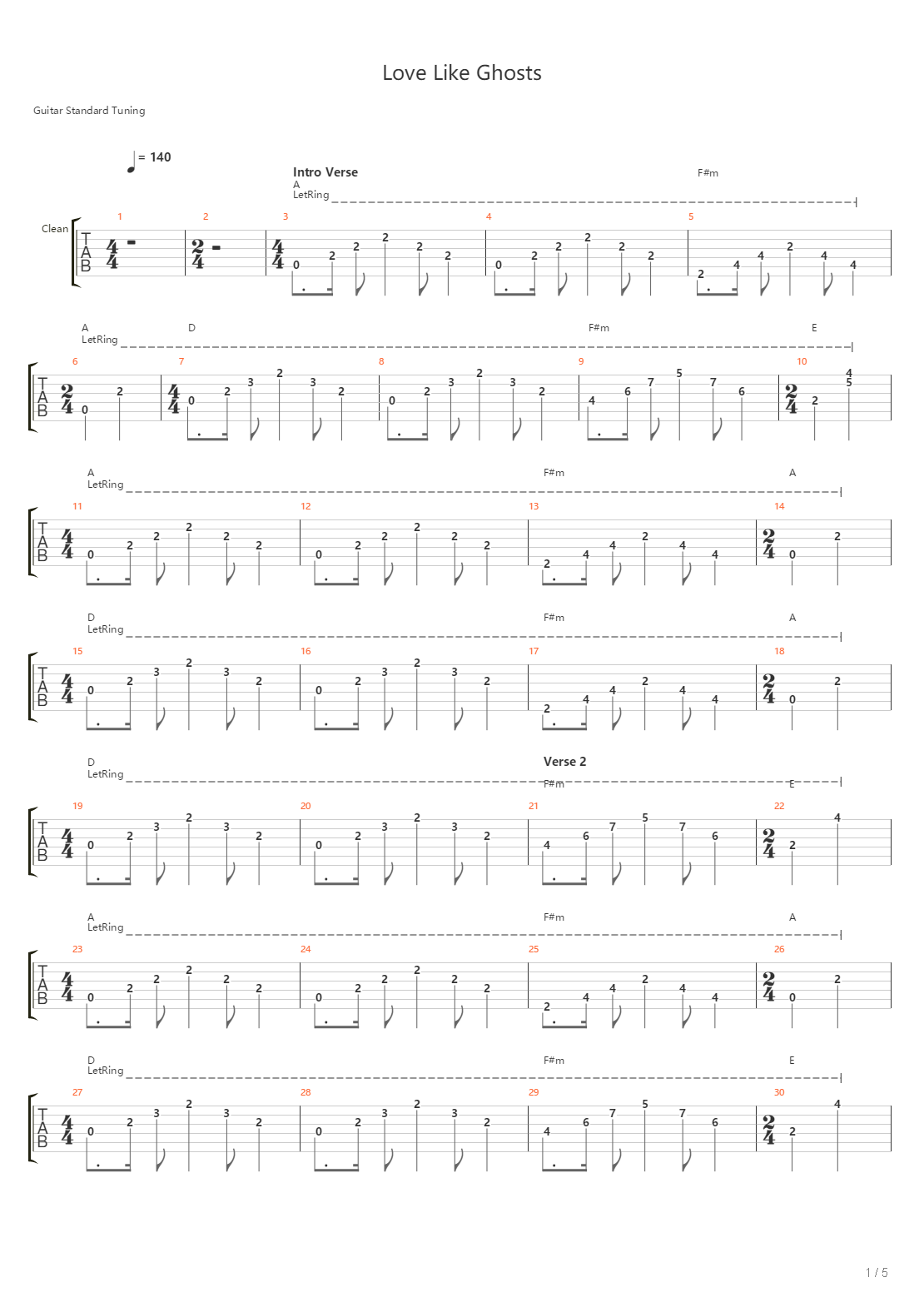 Love Like Ghosts吉他谱