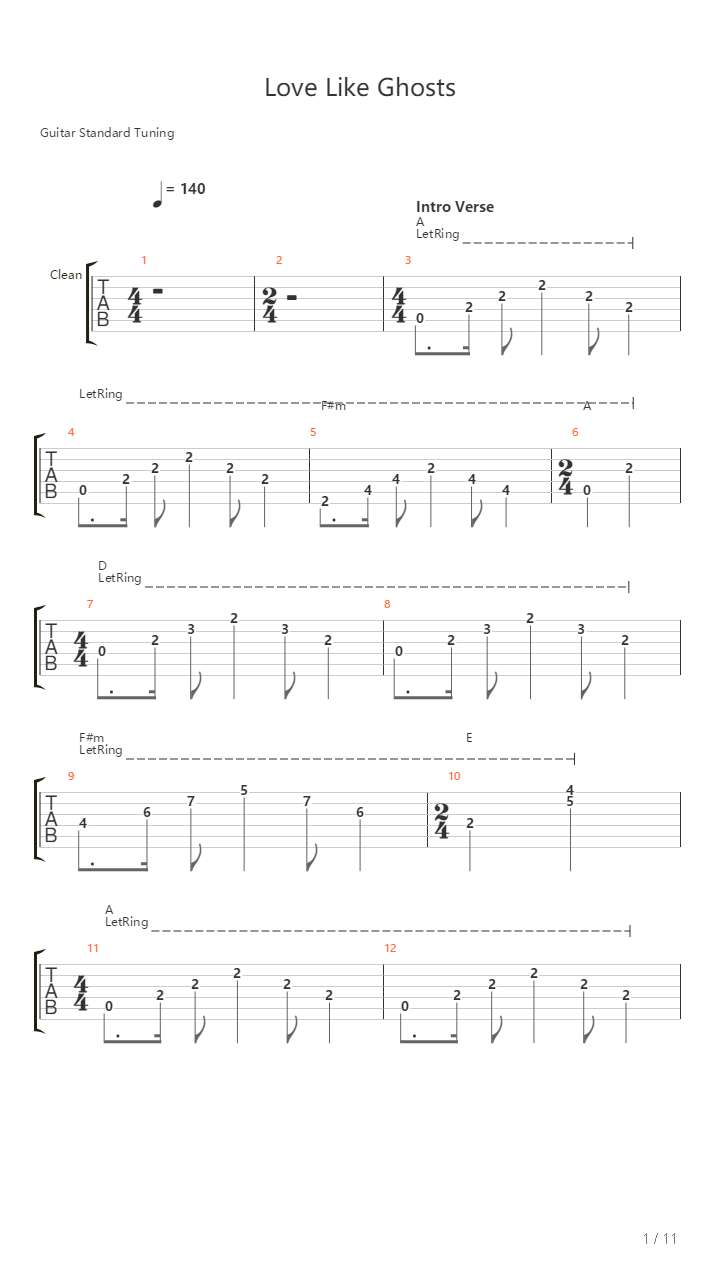 Love Like Ghosts吉他谱