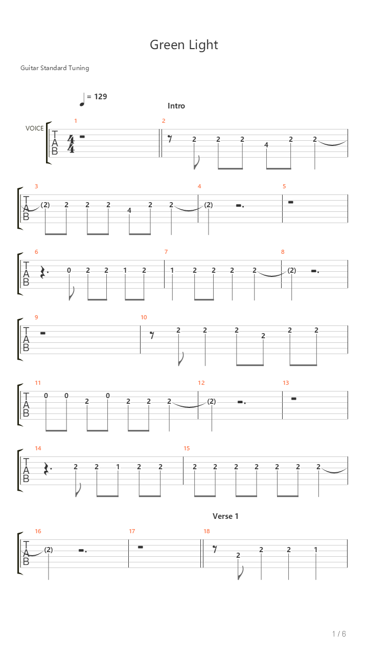 Green Light吉他谱