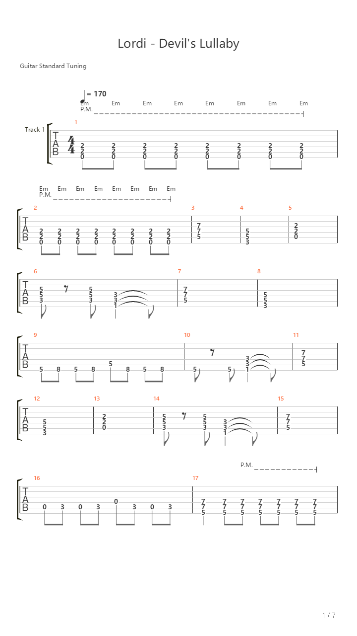 Devils Lullaby吉他谱