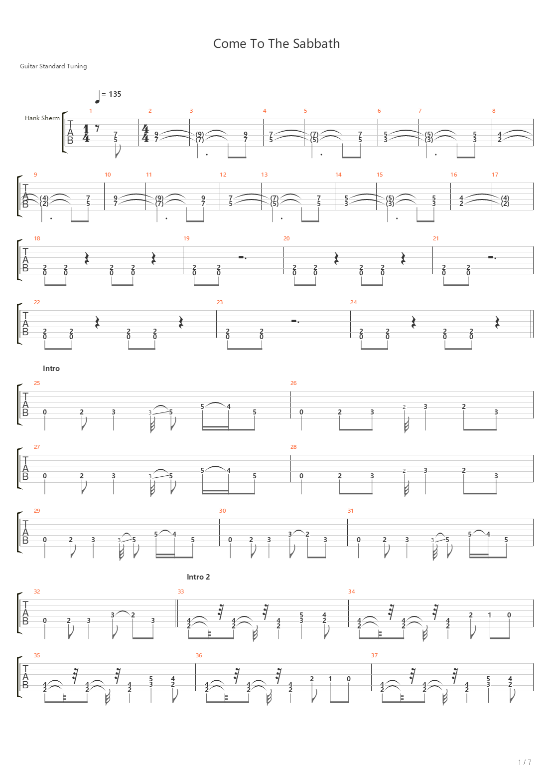 Come To The Sabbath吉他谱