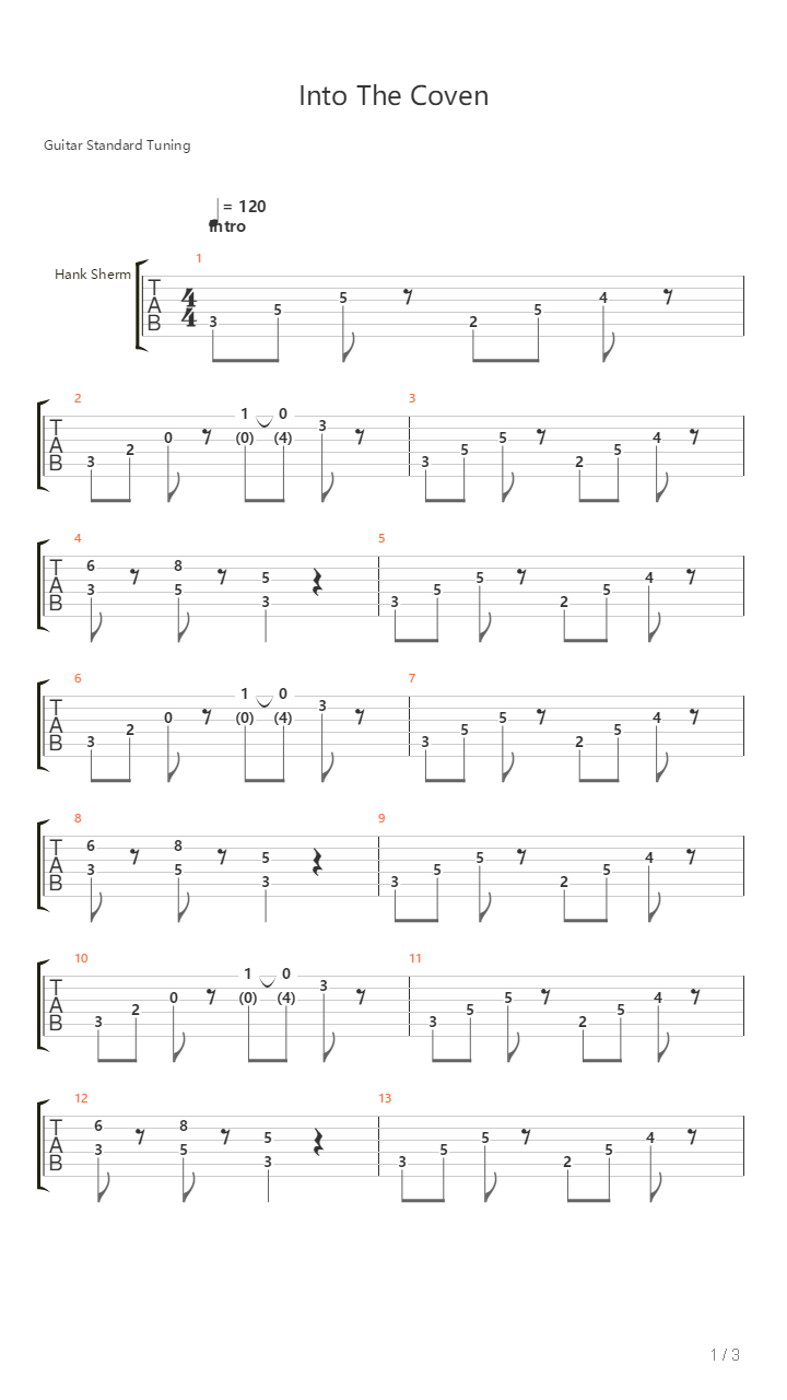 Into The Coven吉他谱