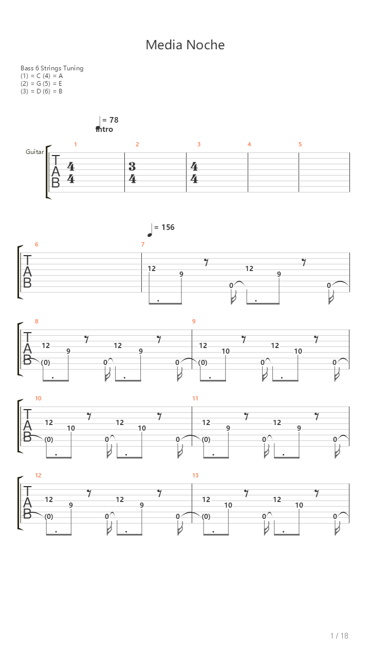 Media Noche吉他谱