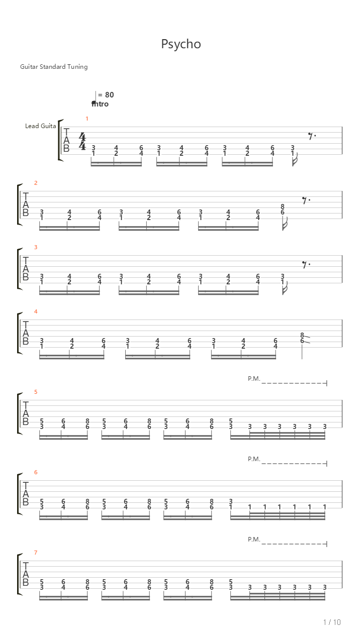 Psycho吉他谱