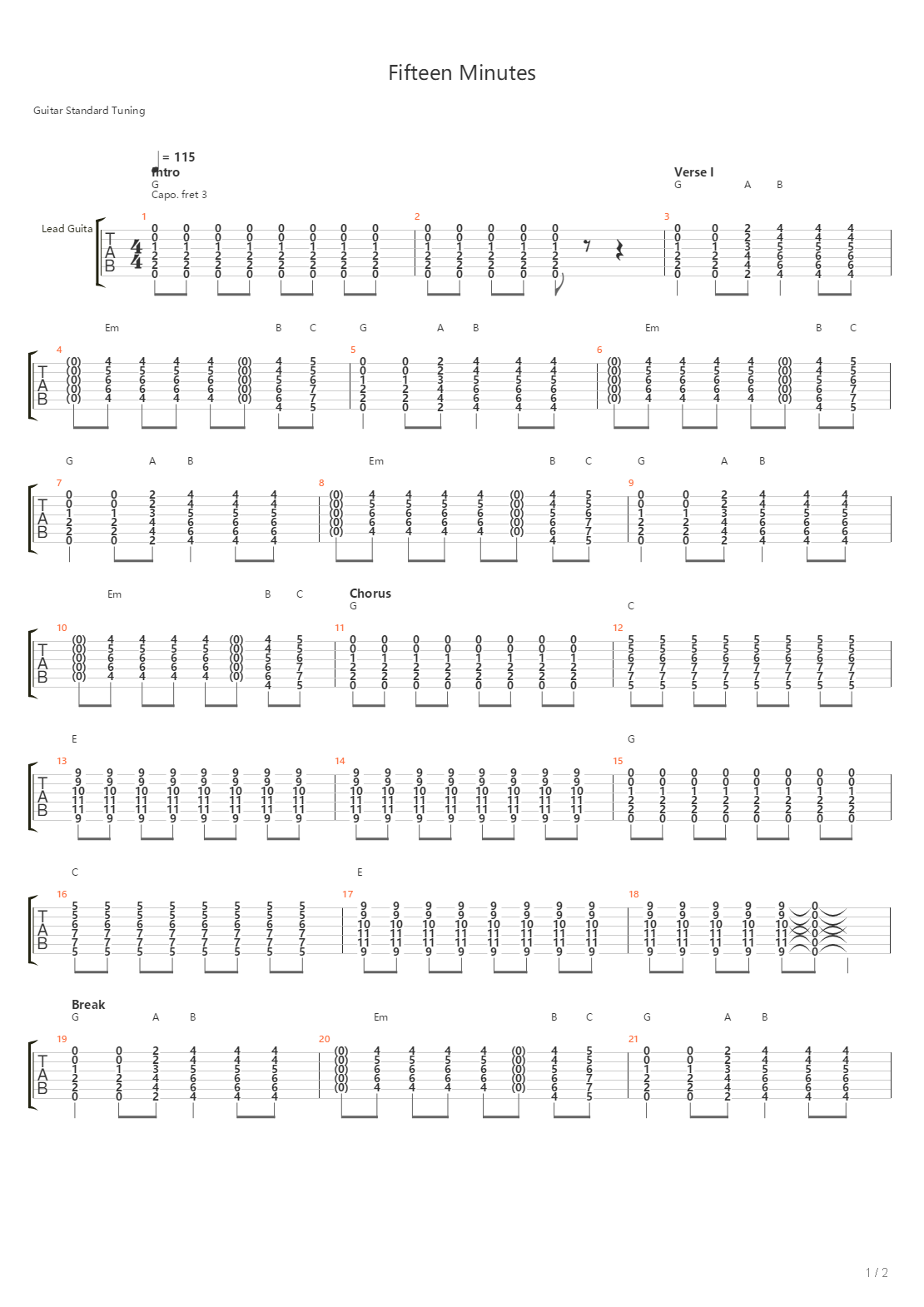 Fifteen Minutes吉他谱