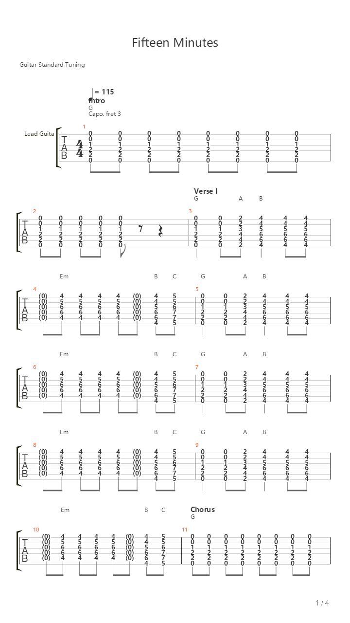 Fifteen Minutes吉他谱