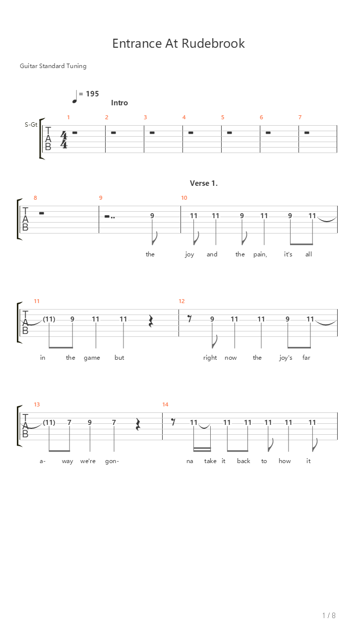 Entrance At Rudebrook吉他谱